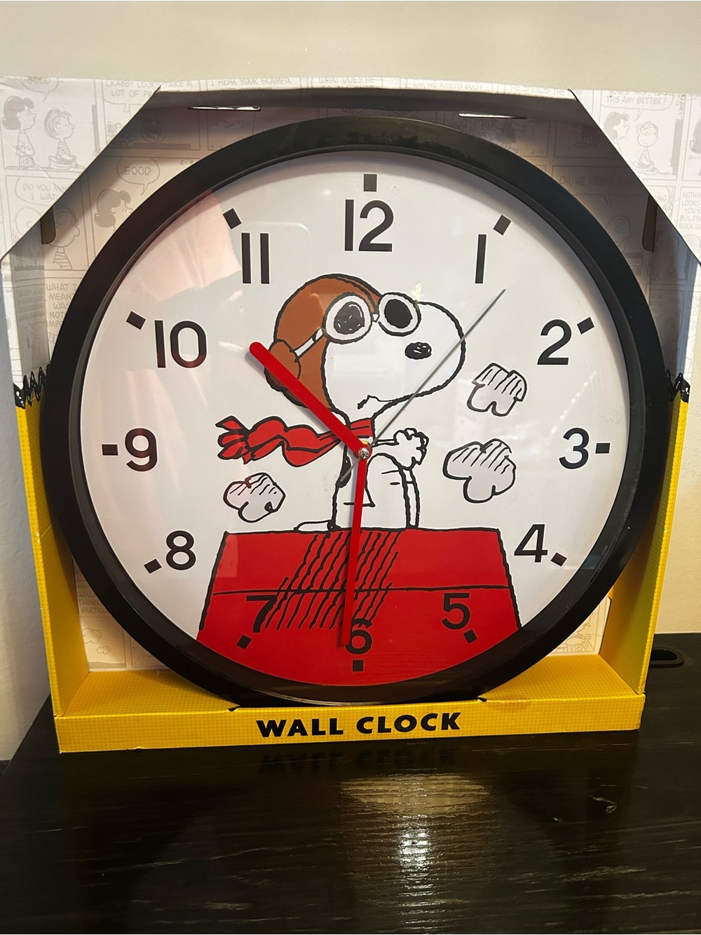 Peanuts Snoopy Flying Ace 16” Wall Clock New in Box